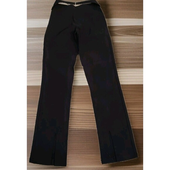 Vintage Bebe Black Pants Size 2 Side Zip Slit Back Legs Back Belt Design High... - Picture 4 of 10